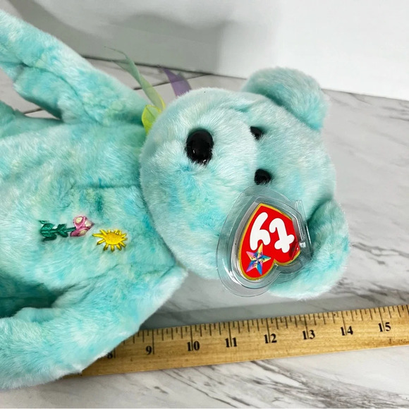 ty Beanie Original Buddy Ariel Bear Heathered Blue Green Size 14" Vintage Memory - Picture 14 of 14